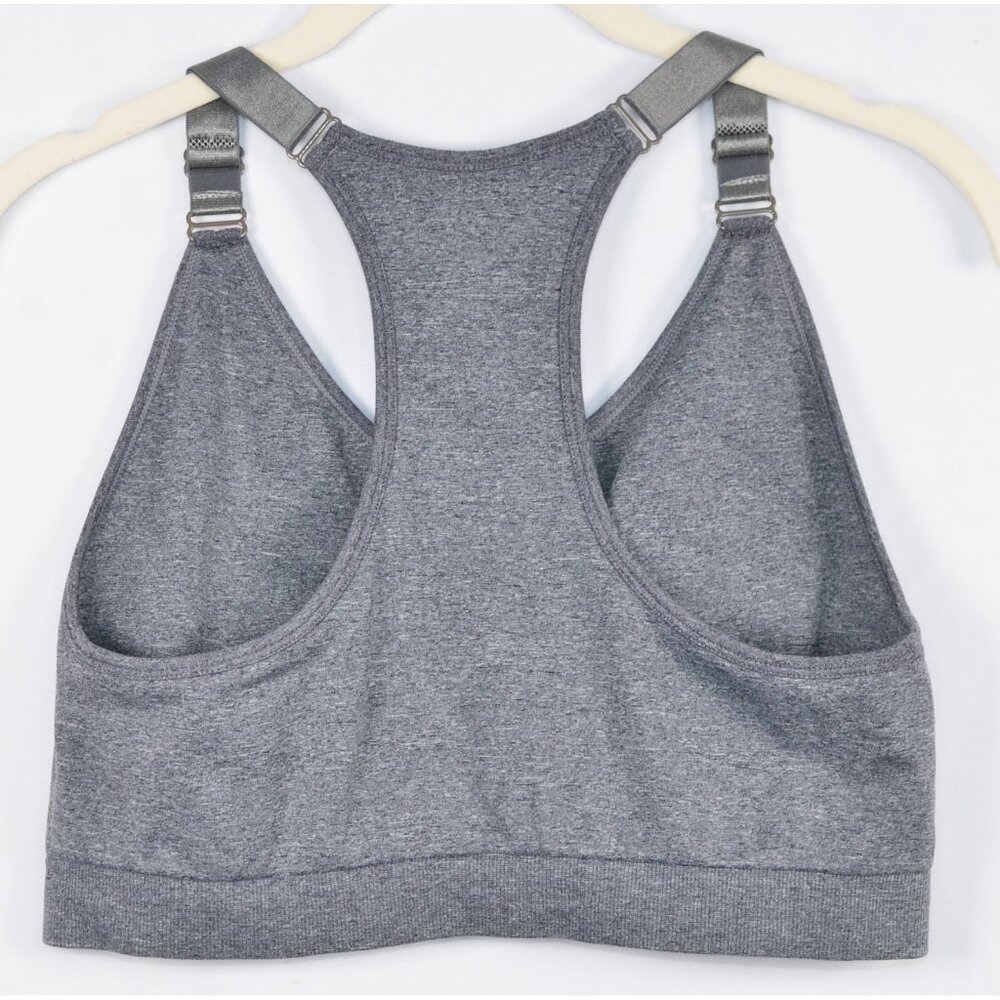 Puma Racerback Medium Impact Seamless Stretch Sports Bra Gray Size XL - Picture 4 of 5
